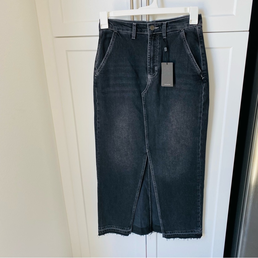RAILS black denim jean skirt maxi slit size 27 new with tag Manhattan Eclipse